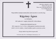 Elhunyt Kígyóssy Ágnes